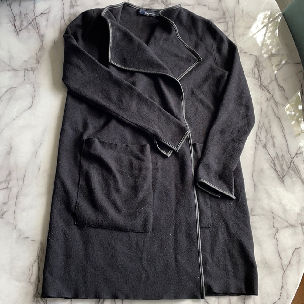 Zara Trench Sweater with Vegan Leather Detail